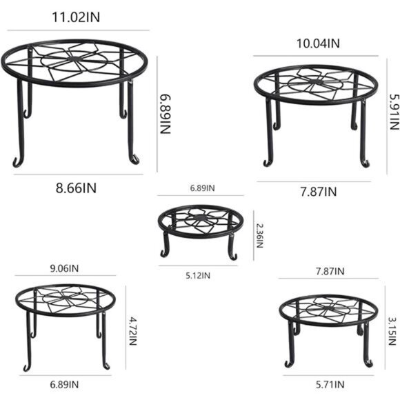 5 Pack Metal Plant Stands,Heavy Duty Potted Holder for Flower Pot,Indoor Outdoor - Picture 2 of 7